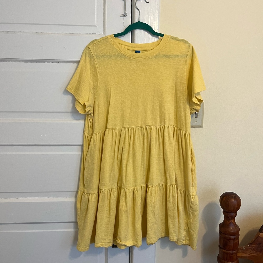 Yellow Tiered T-Shirt Dress